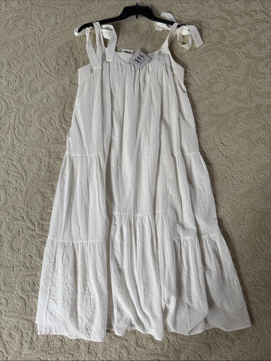 Haute Hippie Dresses & Skirts - Haute Hippie White Cotton Blend Boho Maxi Dress with Tie-Shoulder Straps- XL